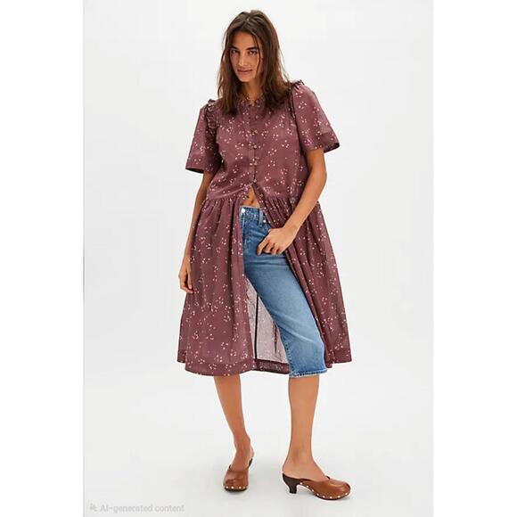 Free People  Bella Mae Midi Dress - Bittersweet Combo - Picture 3 of 6